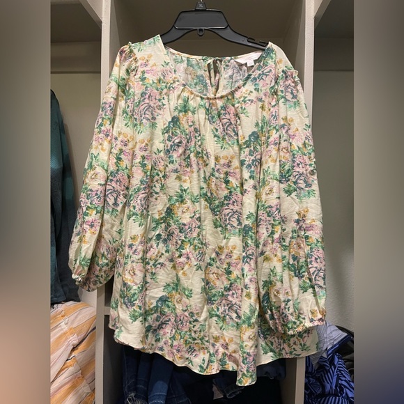 LC Lauren Conrad Women’s Floral 3/4 Sleeve Top - Picture 2 of 9